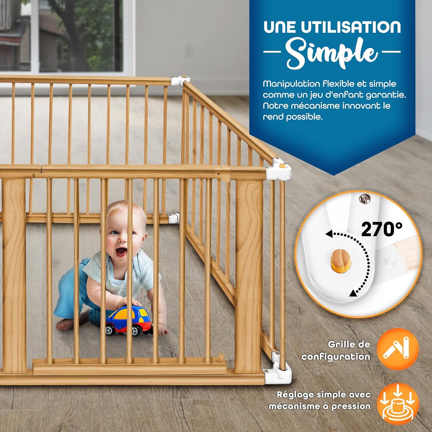 Parc bébé bois modulable
