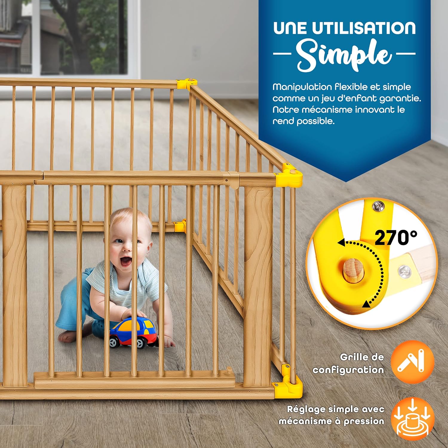 Grand parc bébé bois