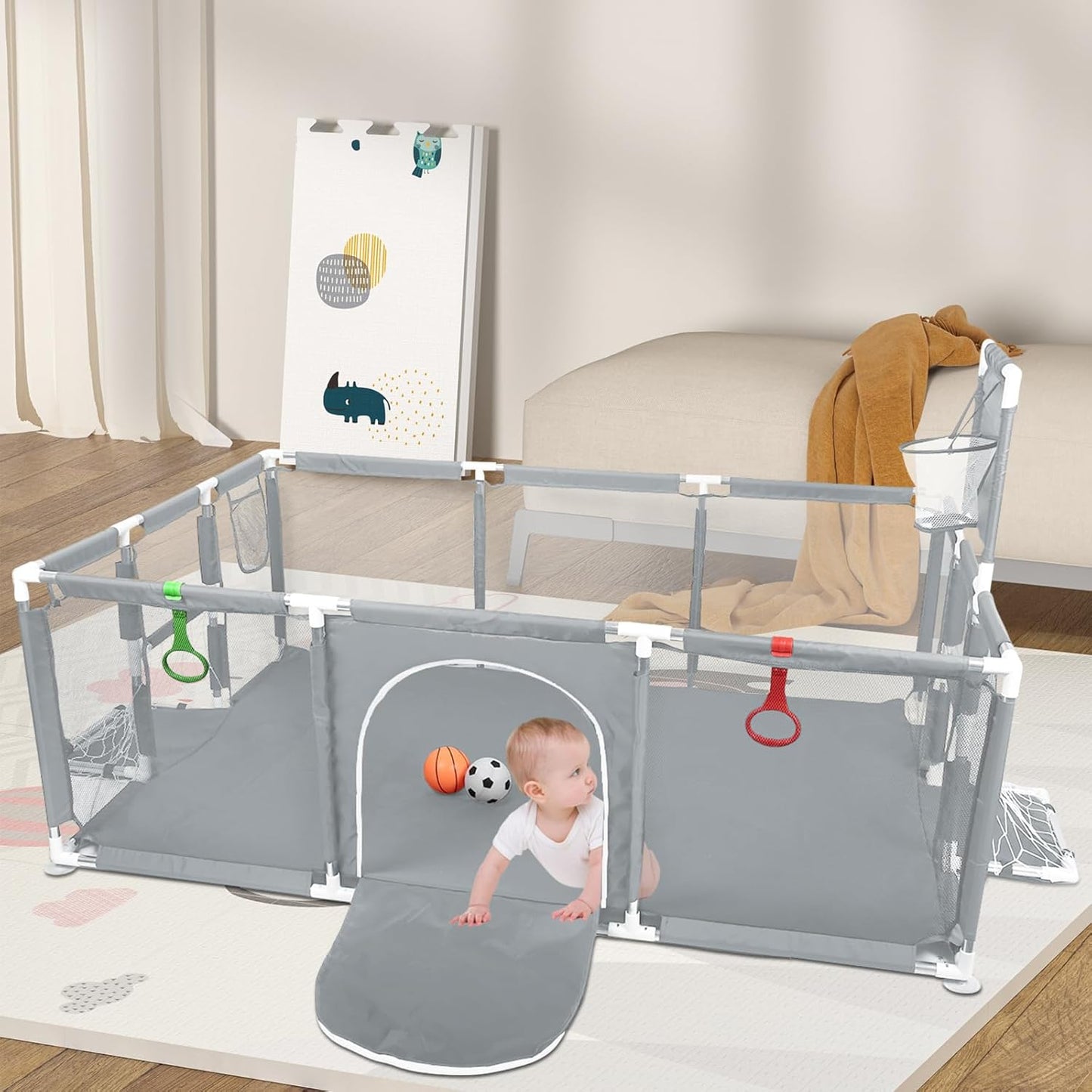 Parc bébé avec tapis