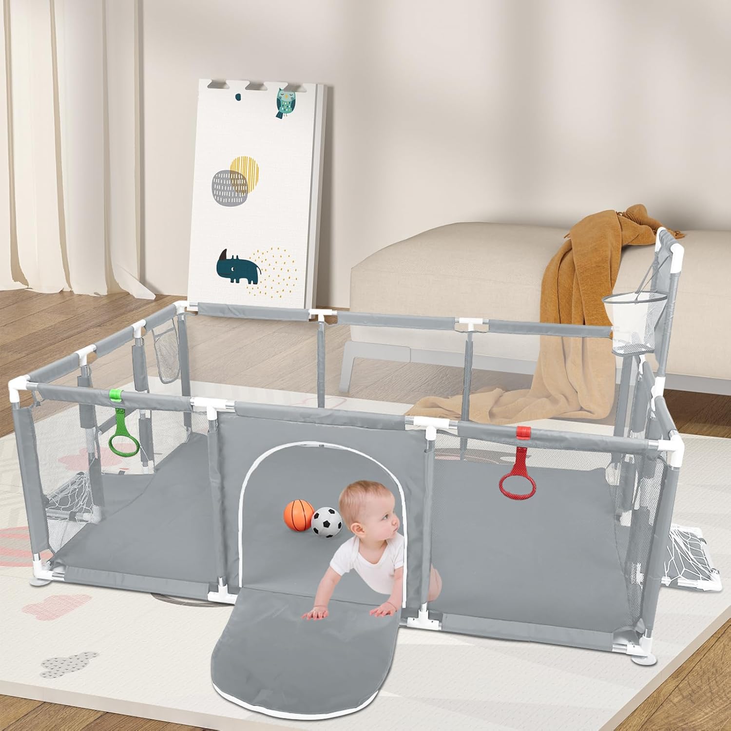 Parc bébé avec tapis