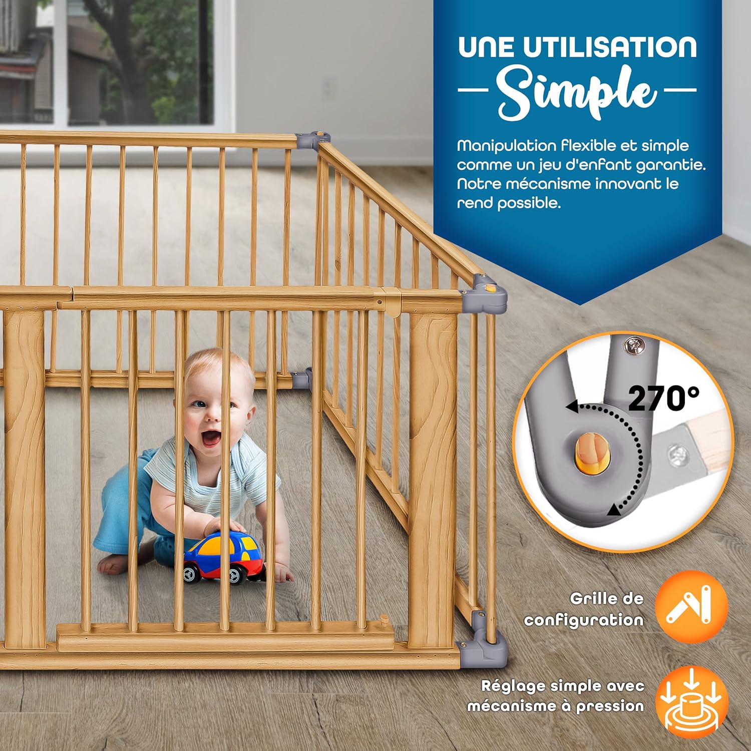 Parc bébé bois avec porte