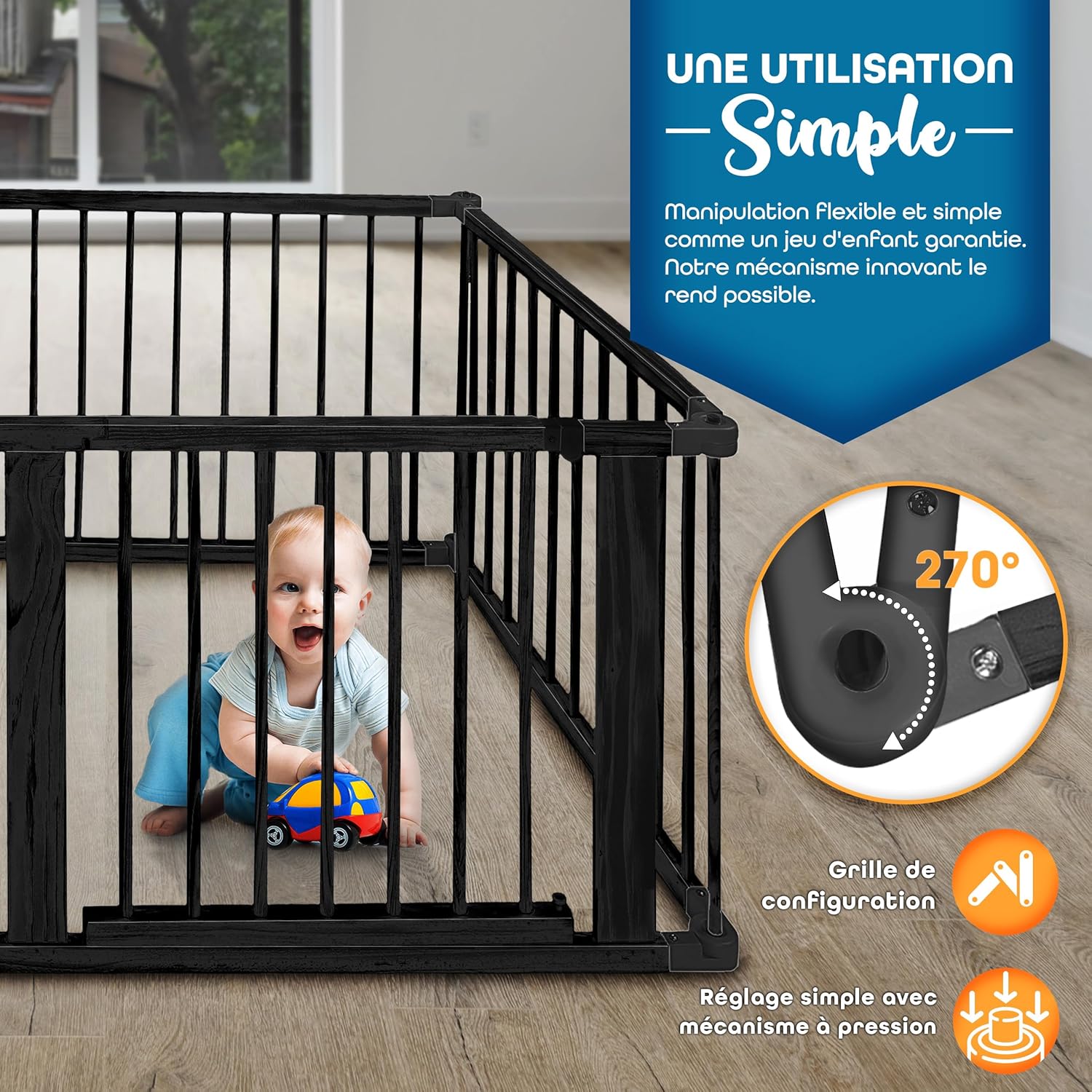 Parc bébé bois noir