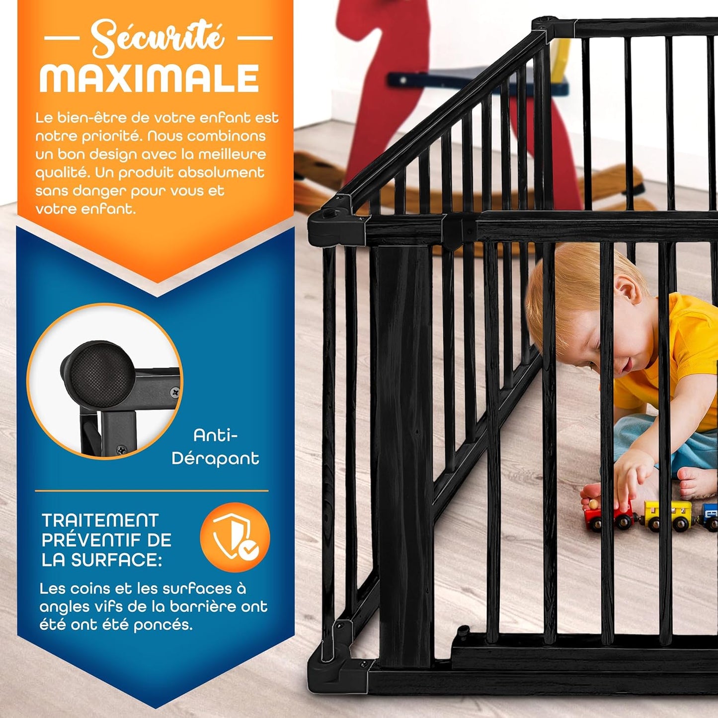 Parc bébé bois noir