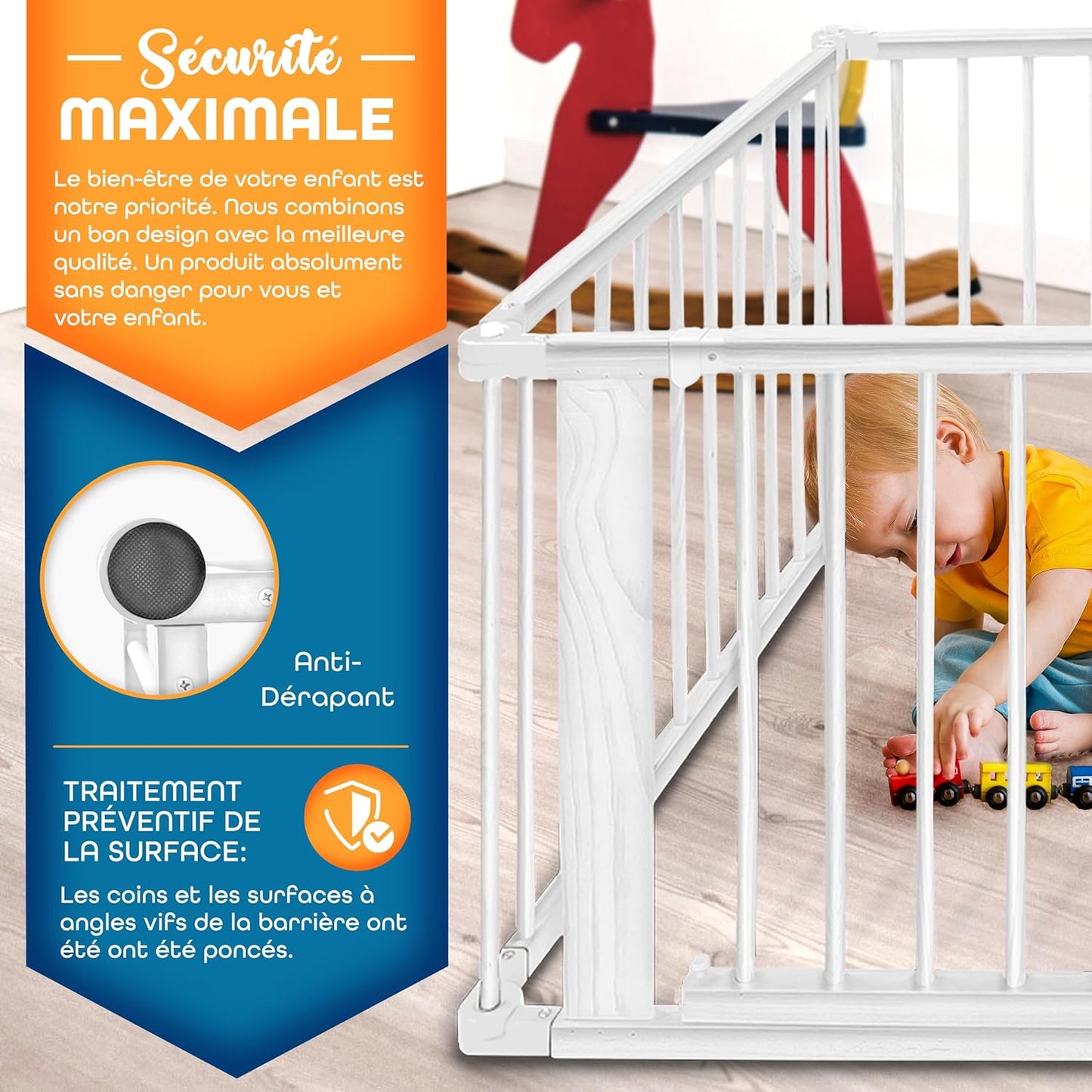 Parc bébé en bois blanc