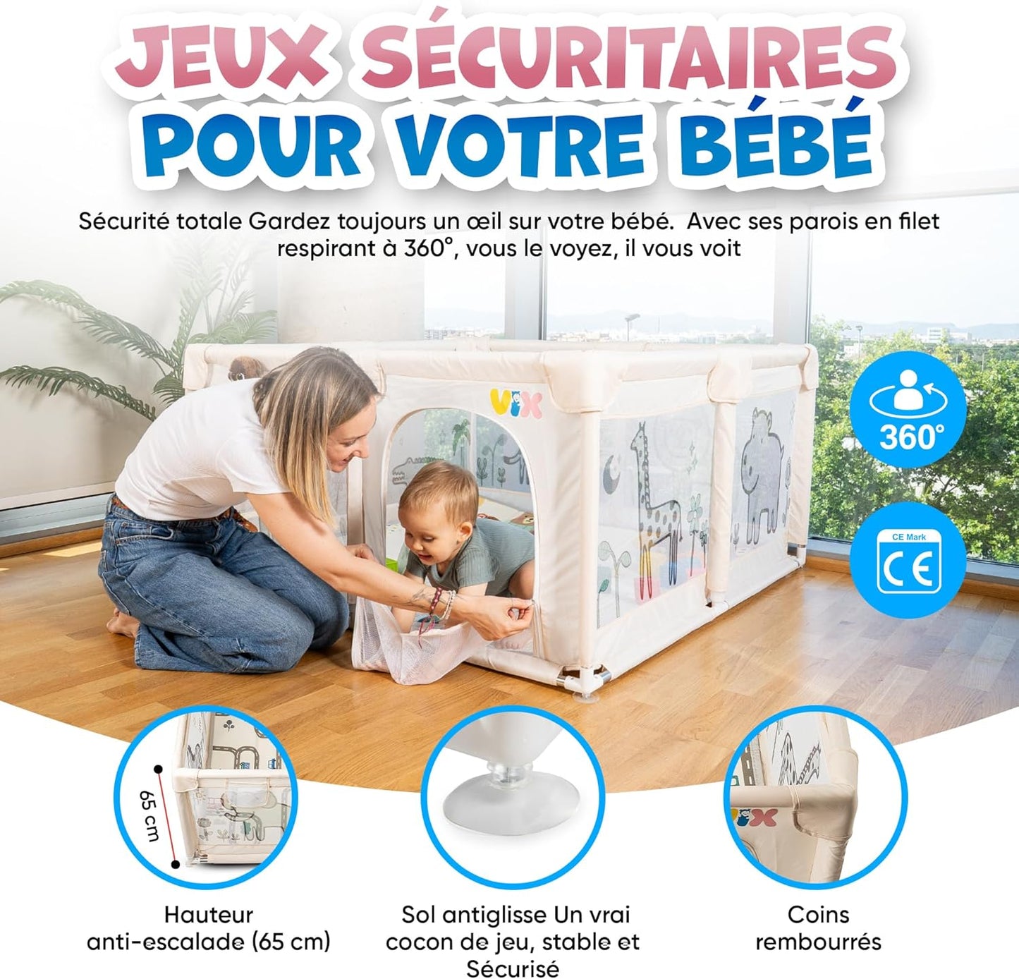 Parc bébé en filet